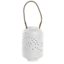 Items Lantaarn - Metaal - Wit - Met Touw - 31 Cm