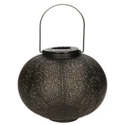 Anna's Collection Lantaarn - Zwart - Metaal - Cirkels - Solar - 22 Cm