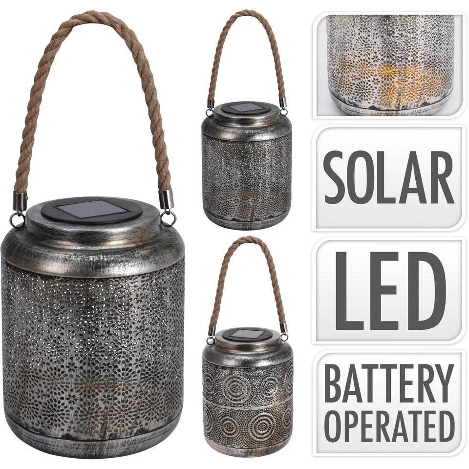 Merkloos Bellatio Design Lantaarn - Solar - Antraciet - Metaal - Bloem - 22 Cm 2 Merkloos Bellatio Design Lantaarn - Solar - Antraciet - Metaal - Bloem - 22 Cm - Afbeelding 2