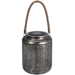 Merkloos Bellatio Design Lantaarn - Solar - Antraciet - Metaal - Bloem - 22 Cm