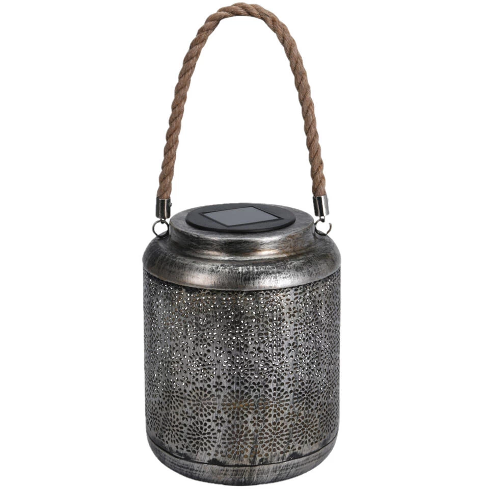 Merkloos Bellatio Design Lantaarn - Solar - Antraciet - Metaal - Bloem - 22 Cm 1 Merkloos Bellatio Design Lantaarn - Solar - Antraciet - Metaal - Bloem - 22 Cm