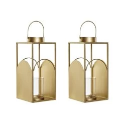Items Lantaarn - Goudkleurig - Metaal - Glas - 45 Cm -Home Decoration Store 1000042821 0103