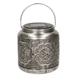 Anna's Collection Lantaarn - Metaal - Antraciet - Solar - 16 Cm