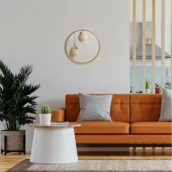 Merkloos Wandspiegel - Rond - Hout - Goudkleurig - 50 Cm -Home Decoration Store 1000043179 0102