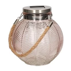 Anna's Collection Lantaarn - Solar - Roze - Glas - 16 Cm