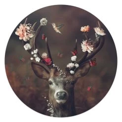 Plexiglasschilderij Hert Ø 50 Cm Bruin