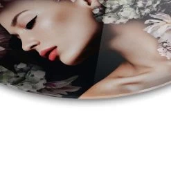 Plexiglasschilderij Vrouw Met Bloemenhoed Ø 50 Cm Roze -Home Decoration Store 1000047117 0103