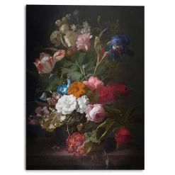 Alu-Dibond De Heem Bloemen 140x100 Cm Zwart
