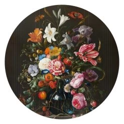 Plexiglasschilderij De Heem Stilleven Met Bloemen Op Vaas Ø 70 Cm Bont