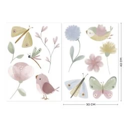 Little Dutch - Luxe Muurstickers - Flowers & Butterflies - 2x 42x30cm