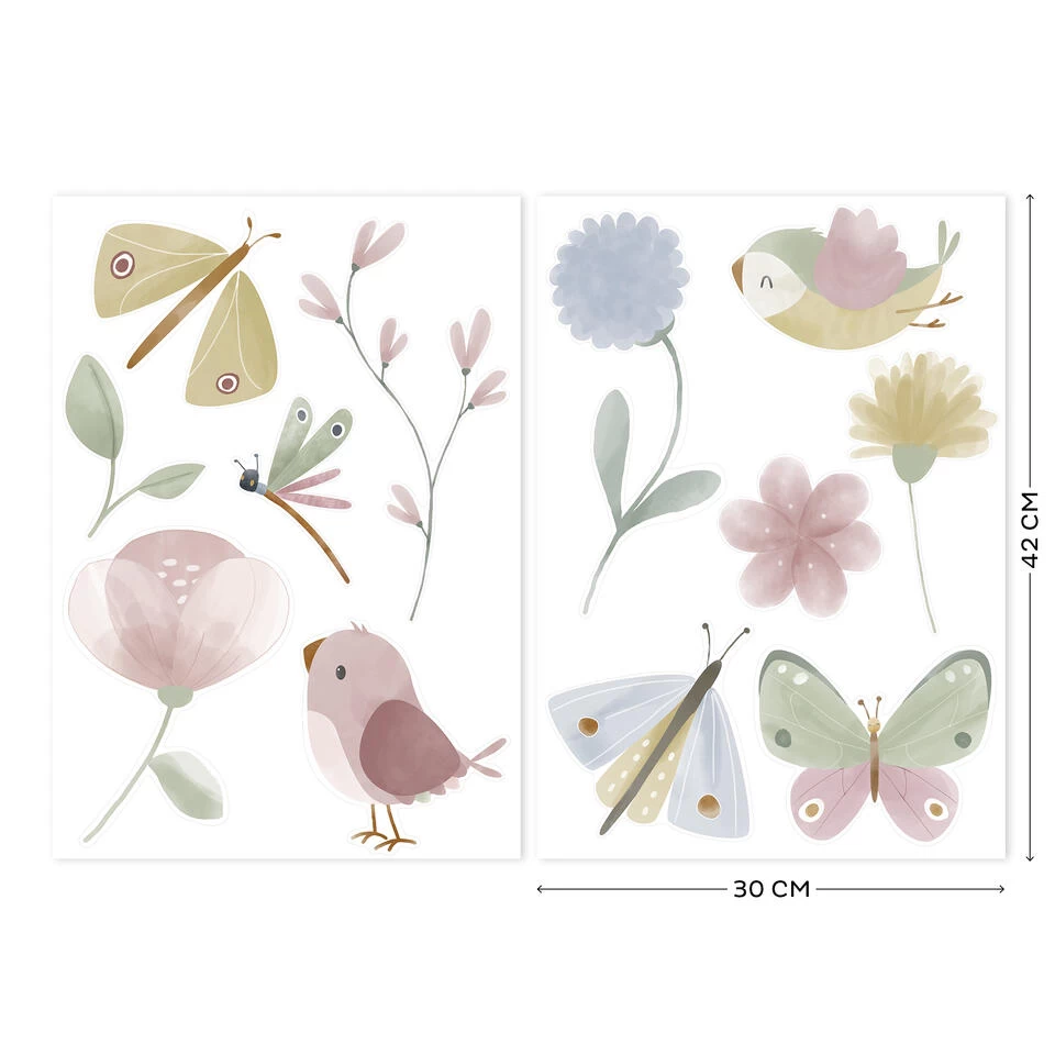 Little Dutch - Luxe Muurstickers - Flowers & Butterflies - 2x 42x30cm 1 Little Dutch - Luxe Muurstickers - Flowers & Butterflies - 2x 42x30cm