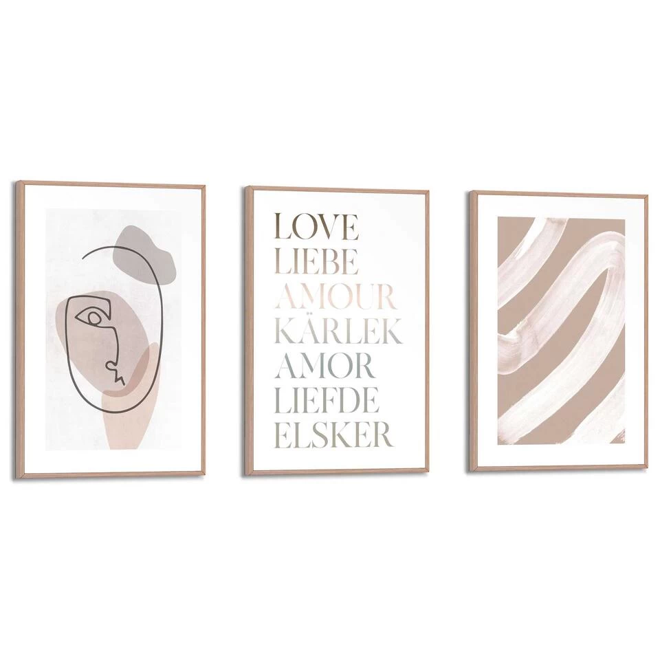 Set Poster Met Lijst - Earth Love 1 Set Poster Met Lijst - Earth Love