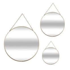 Atmosphera Wandspiegel Set - 3 St - Rond - Goudkleurig - Metaal