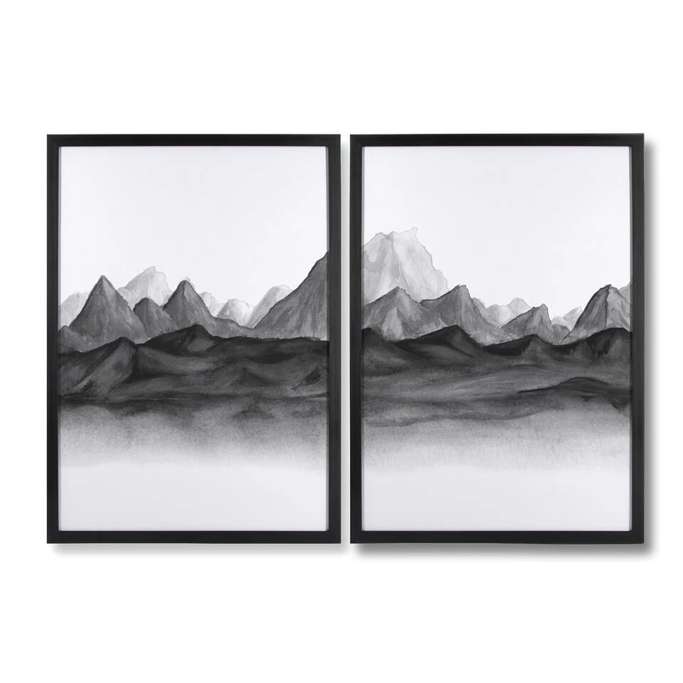 Art For The Home - Print In Frame Set Van 2 - Aquarel Landschap - 1 Art For The Home - Print In Frame Set Van 2 - Aquarel Landschap -