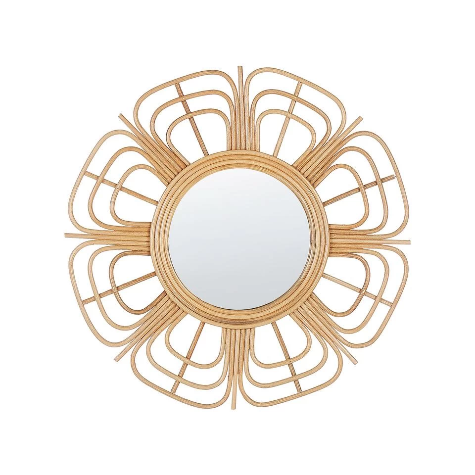 Beliani Wandspiegel PASAKU - Beige Rotan 1 Beliani Wandspiegel PASAKU - Beige Rotan