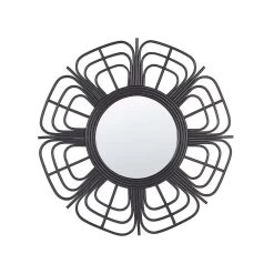 Beliani Wandspiegel PASAKU - Zwart Rotan