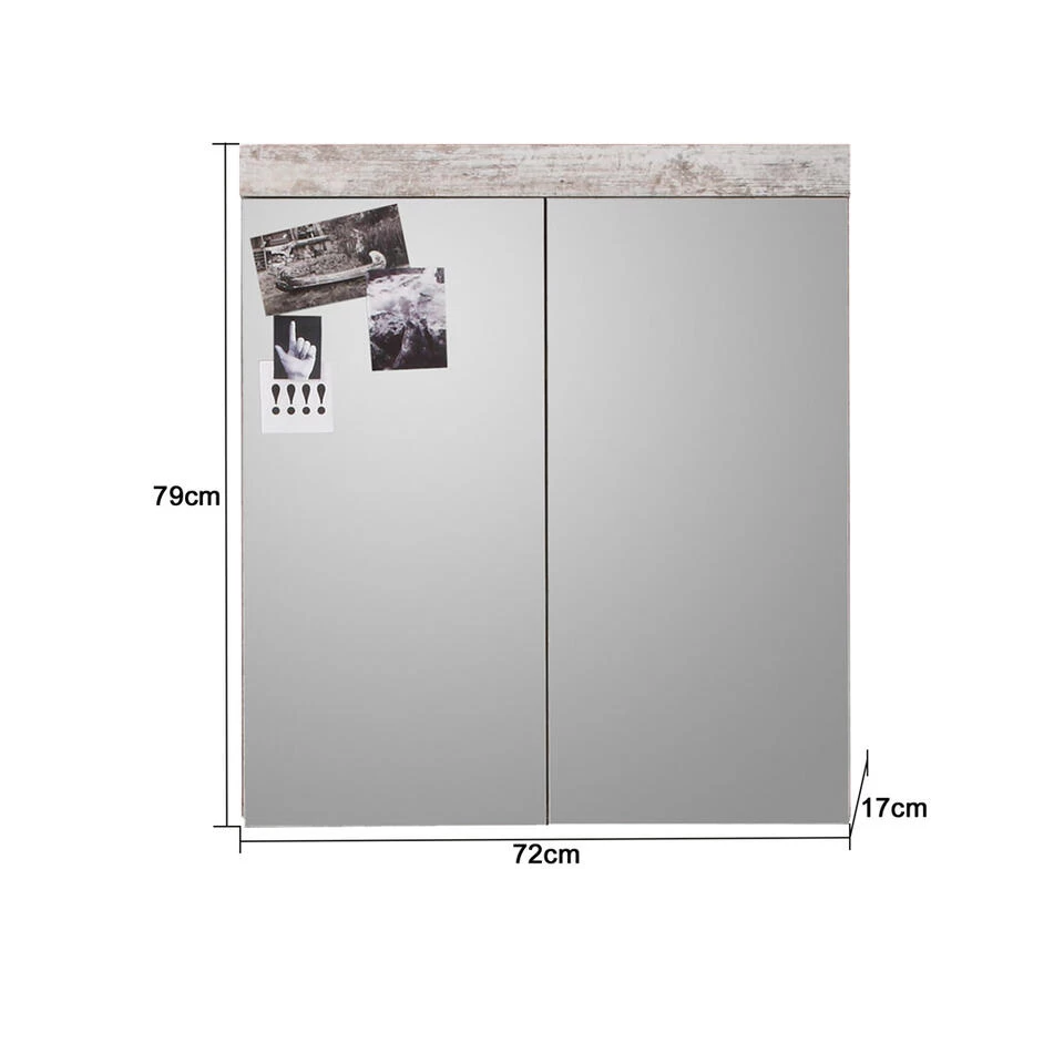 Hioshop Spiegelkast Cancun/BoomBad Mdf - 2 Deurs - Wit 3 Hioshop Spiegelkast Cancun/BoomBad Mdf - 2 Deurs - Wit - Afbeelding 3