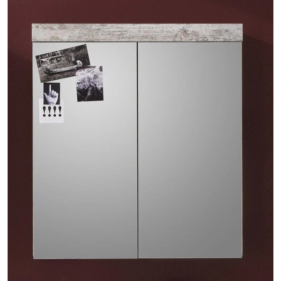 Hioshop Spiegelkast Cancun/BoomBad Mdf - 2 Deurs - Wit 4 Hioshop Spiegelkast Cancun/BoomBad Mdf - 2 Deurs - Wit - Afbeelding 4