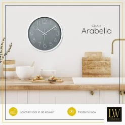 LW Collection Keukenklok Arabella Grijs 30cm -Home Decoration Store 1000064240 0103