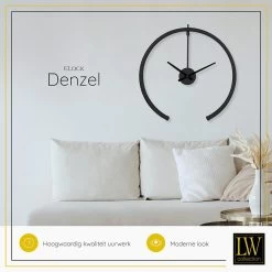 LW Collection Wandklok Denzel Zwart 82cm -Home Decoration Store 1000064244 0103