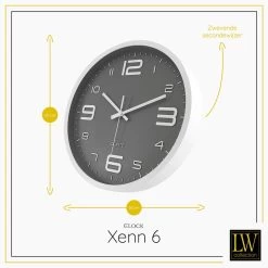 LW Collection Keukenklok Xenn6 Grijs Wit 30cm -Home Decoration Store 1000064255 0102