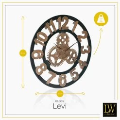 LW Collection Wandklok Levi Brons Cijfers 40cm -Home Decoration Store 1000064257 0102