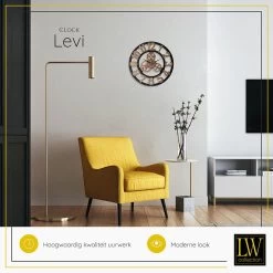 LW Collection Wandklok Levi Brons Cijfers 40cm -Home Decoration Store 1000064257 0103