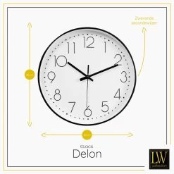 LW Collection Keukenklok Delon Zwart Wit 30cm -Home Decoration Store 1000064259 0102