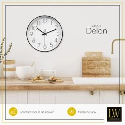 LW Collection Keukenklok Delon Zwart Wit 30cm -Home Decoration Store 1000064259 0103