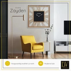 LW Collection Wandklok XL Zayden Hout 80cm -Home Decoration Store 1000064266 0103