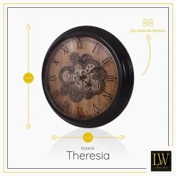 LW Collection Wandklok Radar Theresia Bruin 67cm Bewegende Tandwielen 6 LW Collection Wandklok Radar Theresia Bruin 67cm Bewegende Tandwielen -Home Decoration Store 1000064267 0102