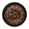 LW Collection Wandklok Radar Theresia Bruin 67cm Bewegende Tandwielen