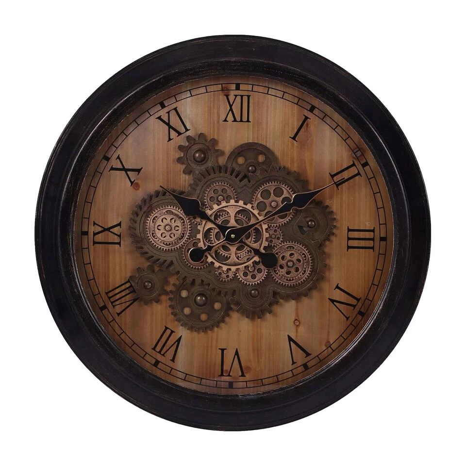 LW Collection Wandklok Radar Theresia Bruin 67cm Bewegende Tandwielen 1 LW Collection Wandklok Radar Theresia Bruin 67cm Bewegende Tandwielen