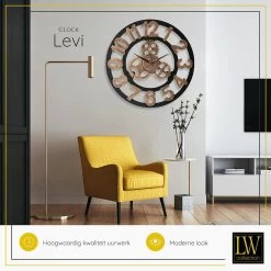 LW Collection Wandklok XL Levi Brons Cijfers 80cm -Home Decoration Store 1000064268 0103