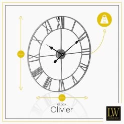 LW Collection Wandklok Olivier Zilver 60cm 6 LW Collection Wandklok Olivier Zilver 60cm -Home Decoration Store 1000064276 0102