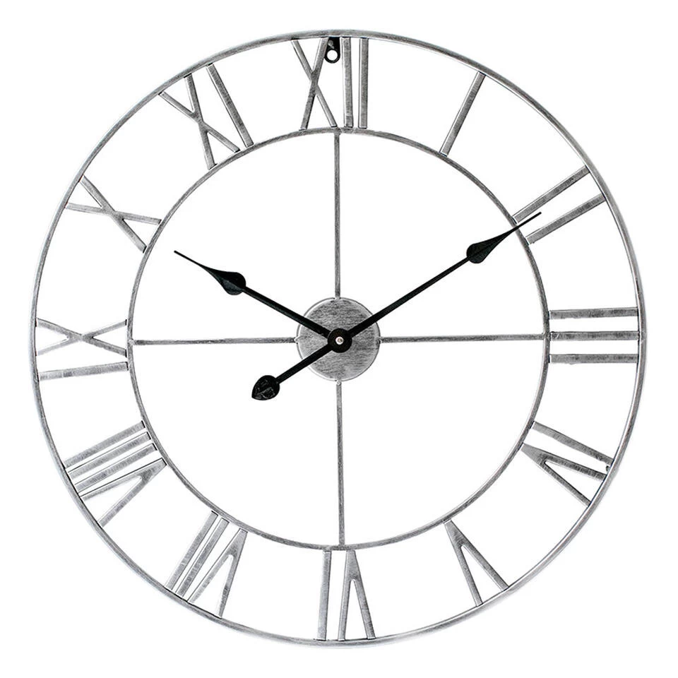 LW Collection Wandklok Olivier Zilver 60cm 1 LW Collection Wandklok Olivier Zilver 60cm