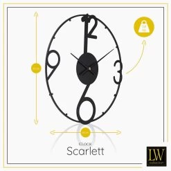 LW Collection Wandklok Scarlett Zwart 60cm - Wandklok -Home Decoration Store 1000064277 0102