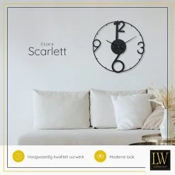 LW Collection Wandklok Scarlett Zwart 60cm - Wandklok -Home Decoration Store 1000064277 0103