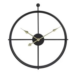 LW Collection Wandklok Alberto Zwart Met Gouden Wijzers 42cm