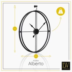 LW Collection Wandklok XL Alberto Zwart 80cm -Home Decoration Store 1000064299 0102