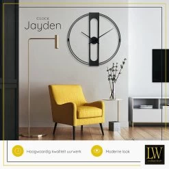 LW Collection Wandklok Jayden Zwart 80cm -Home Decoration Store 1000064303 0103