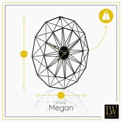 LW Collection Wandklok Megan Zwart 60cm -Home Decoration Store 1000064304 0102