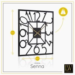 LW Collection Wandklok Senna Zwart Met Gouden Wijzers 60cm -Home Decoration Store 1000064307 0102
