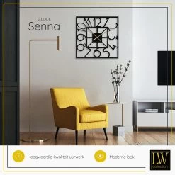 LW Collection Wandklok Senna Zwart Met Gouden Wijzers 60cm -Home Decoration Store 1000064307 0103