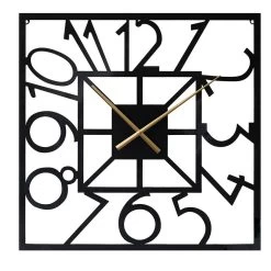 LW Collection Wandklok Senna Zwart Met Gouden Wijzers 60cm