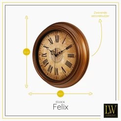 LW Collection Keukenklok Felix Bruin 30cm -Home Decoration Store 1000064313 0102