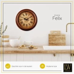LW Collection Keukenklok Felix Bruin 30cm -Home Decoration Store 1000064313 0103