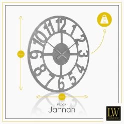 LW Collection Wandklok Jannah Zilver 60cm 6 LW Collection Wandklok Jannah Zilver 60cm -Home Decoration Store 1000064321 0102