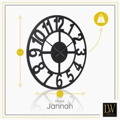 LW Collection Wandklok XL Jannah Zwart 80cm 6 LW Collection Wandklok XL Jannah Zwart 80cm -Home Decoration Store 1000064323 0102