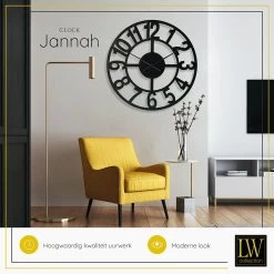 LW Collection Wandklok XL Jannah Zwart 80cm 7 LW Collection Wandklok XL Jannah Zwart 80cm -Home Decoration Store 1000064323 0103